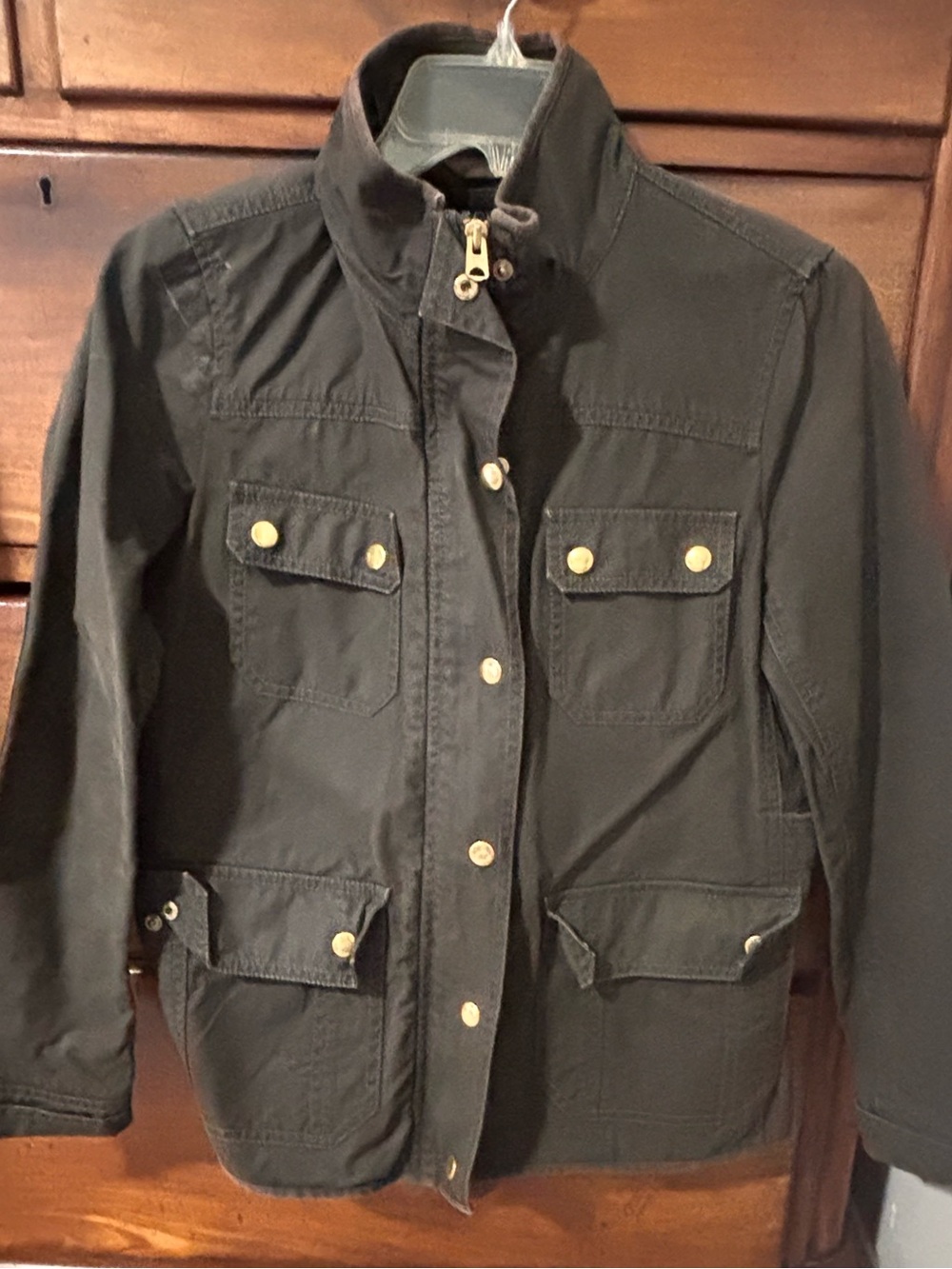 Women’s Dark Olive Field Jacket with Brass Buttons